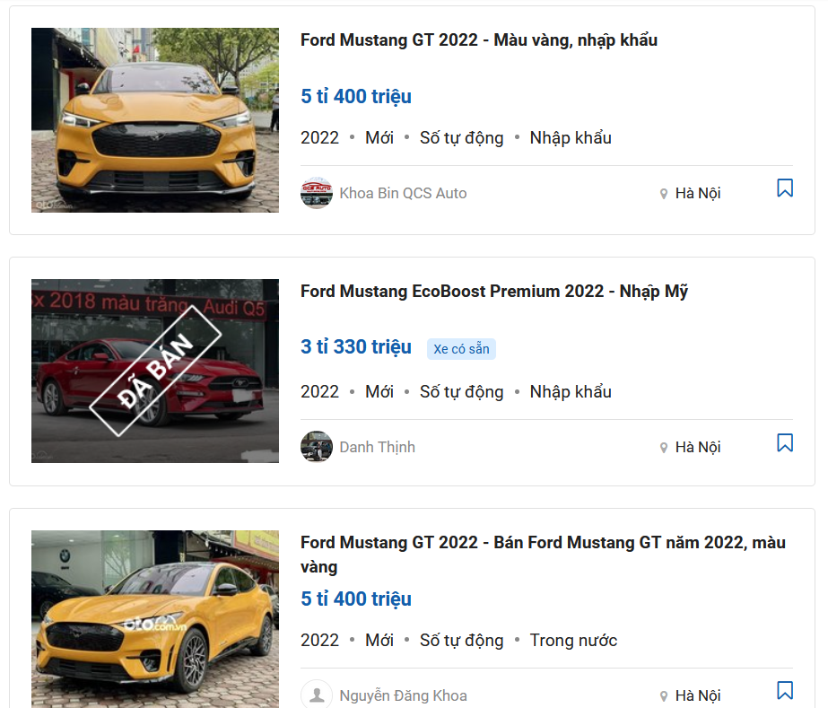 Ford Mustang giá bao nhiêu, soi giá "siêu ngựa" các đại gia Việt