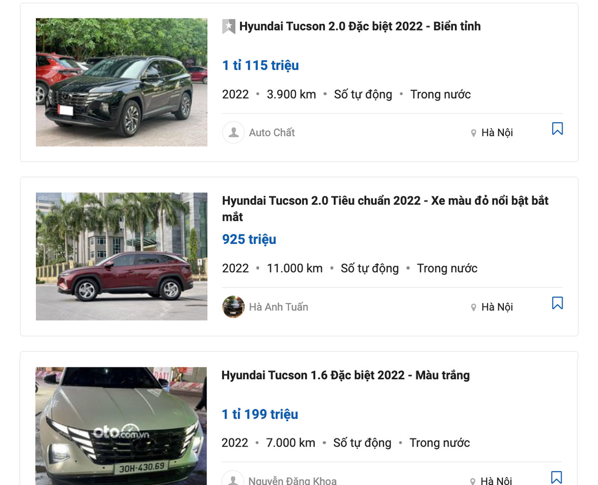 Hiện các mẫu xe Hyundai Tucson 2022 lướt rao bán giá cao 