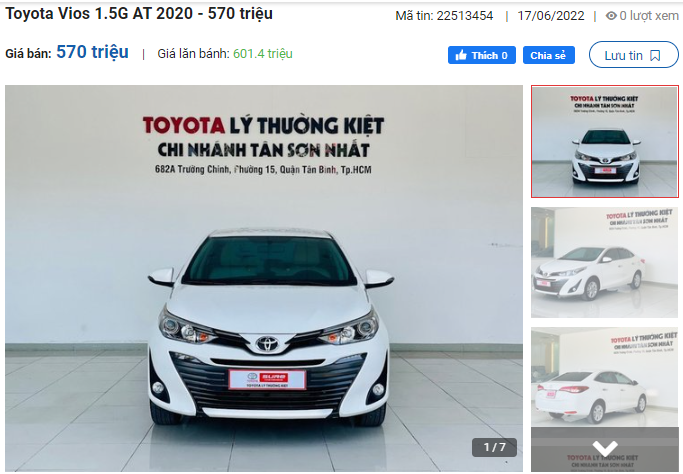 Toyota Vios màu trắng "siêu lướt" với ODO chỉ đạt 4.500 km bản G AT giá 570 triệu đồng 1