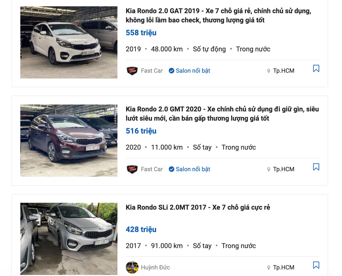 Độ giữ giá KIA Rondo cũ khá tốt
