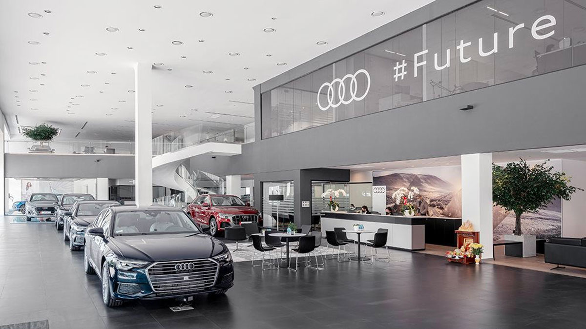 Khu vực trưng bày xe của Audi Tân Bình có đầy đủ tất cả các dòng Audi tại Việt Nam