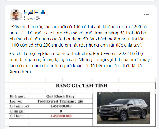 Ford Everest bán kèm lạc 200 triệu, khách hàng tính "quay xe" vào phút chót 1
