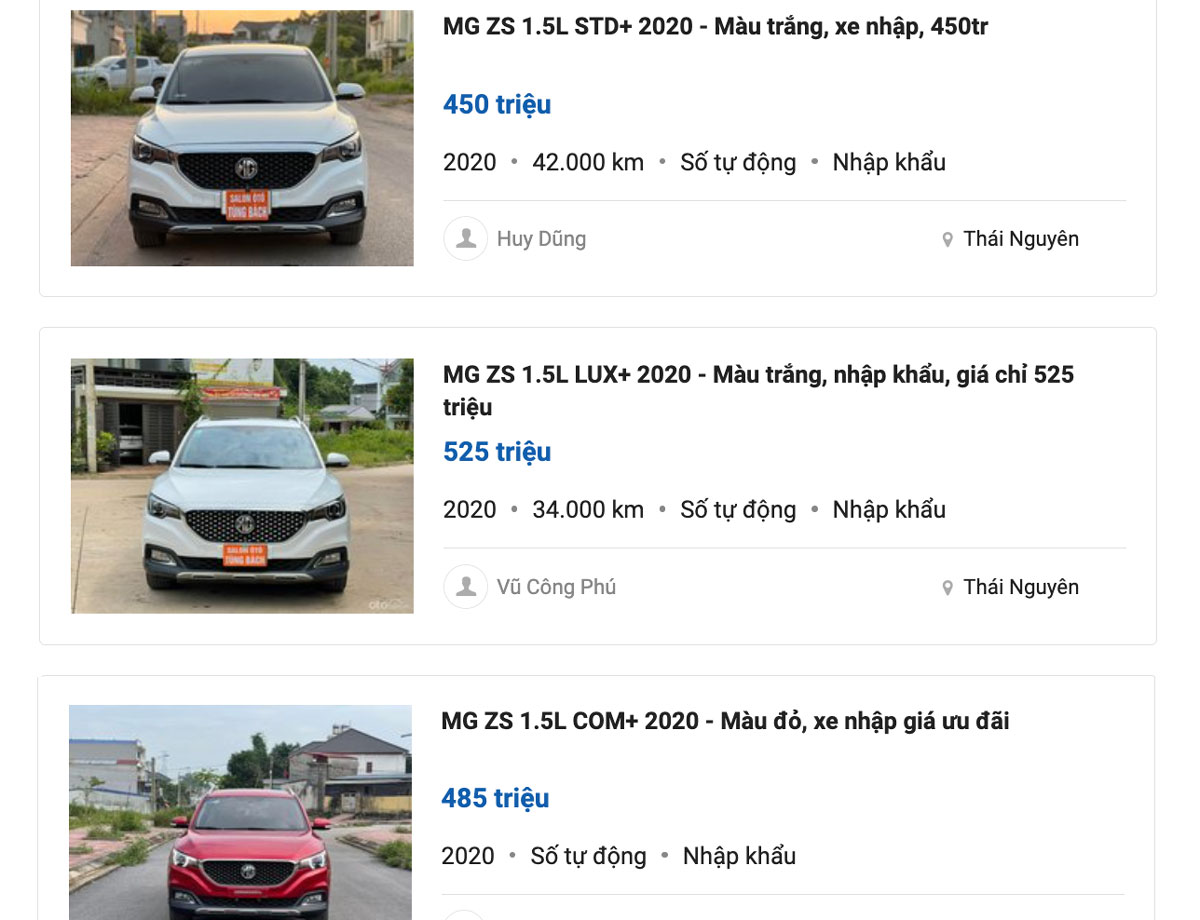 Sau 2 năm mở bán, hiện những chiếc xe MG ZS cũ đang có giá bán khá mềm. 