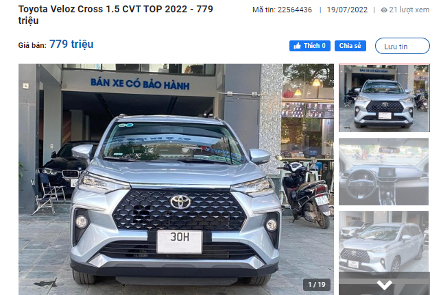 Toyota Veloz Cross 1.5 CVT TOP siêu lướt có giá sang tay 779 triệu đồng 1