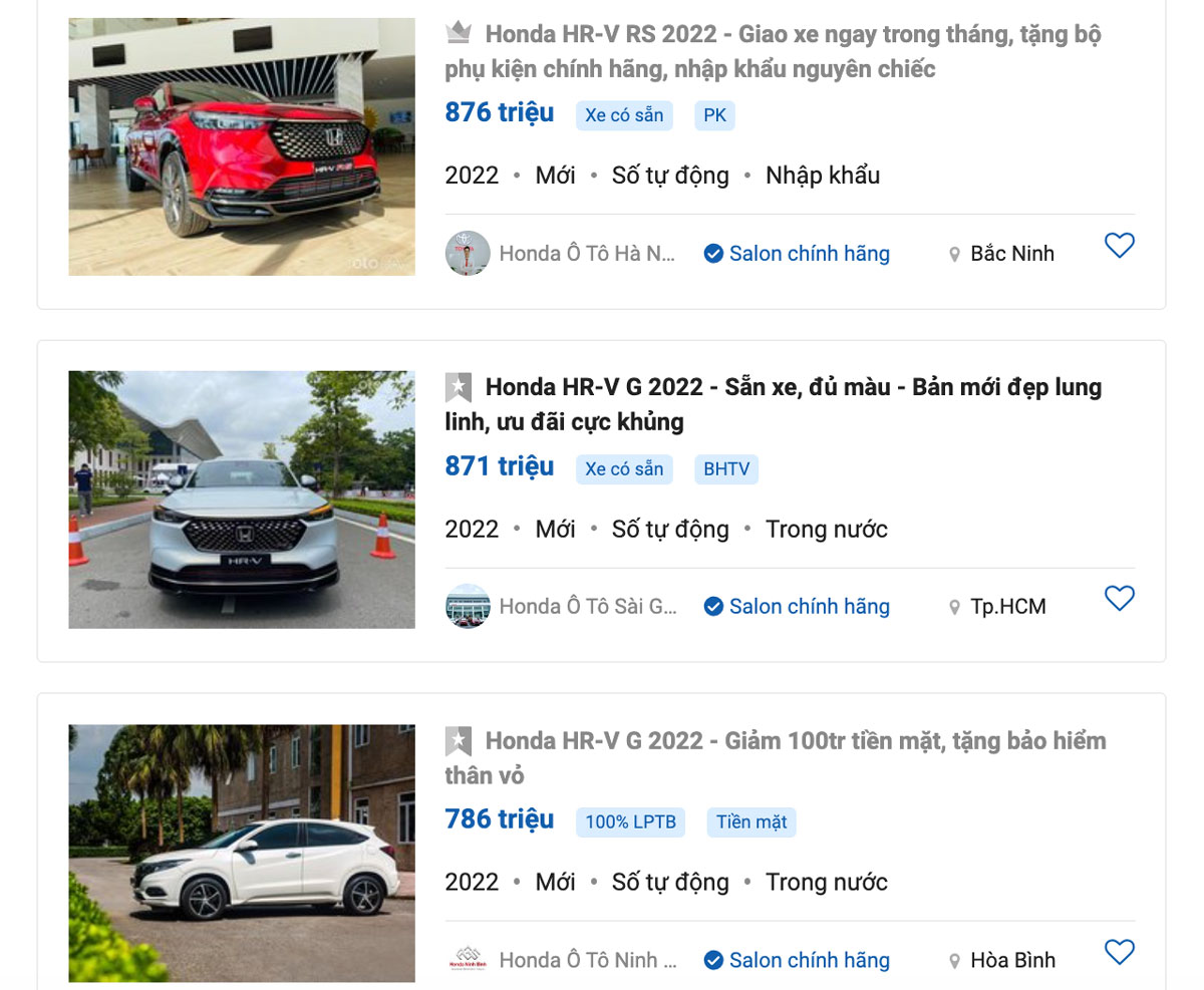 Honda HR-V 2022 hiện cũng đang được các đại lý ưu đãi quà tặng phụ kiện giá trị. 