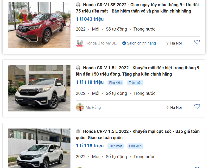 ưu đãi cho Honda CR-V.