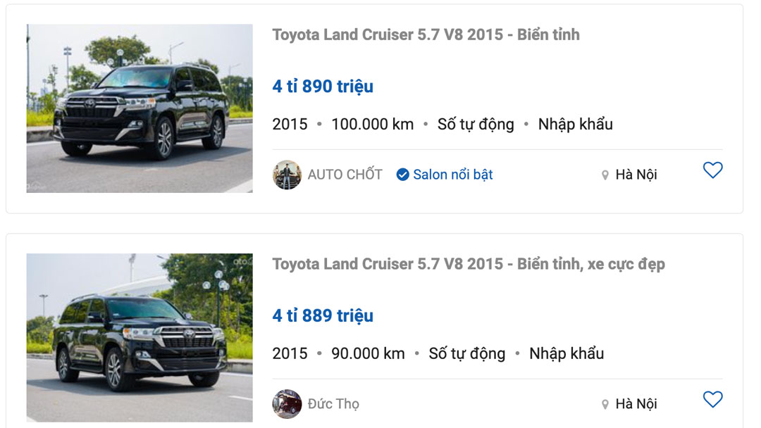 Giá xe Toyota Land Cruiser 2015 cũ