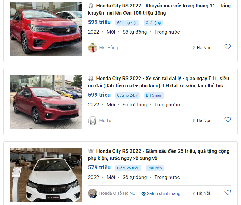 Honda City ưu đãi.