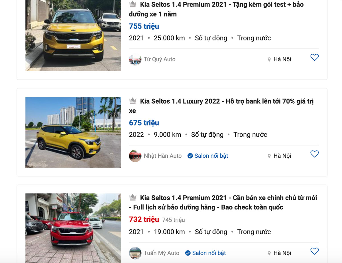 Giá xe KIA Seltos hiện đang được rao bán tại Oto.com.vn7
