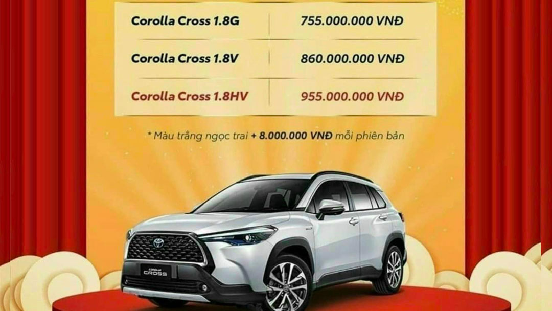 Toyota Corolla Cross 2023 cũng sẽ được điều chỉnh giá bán với mức tăng từ 9 - 19 triệu đồng