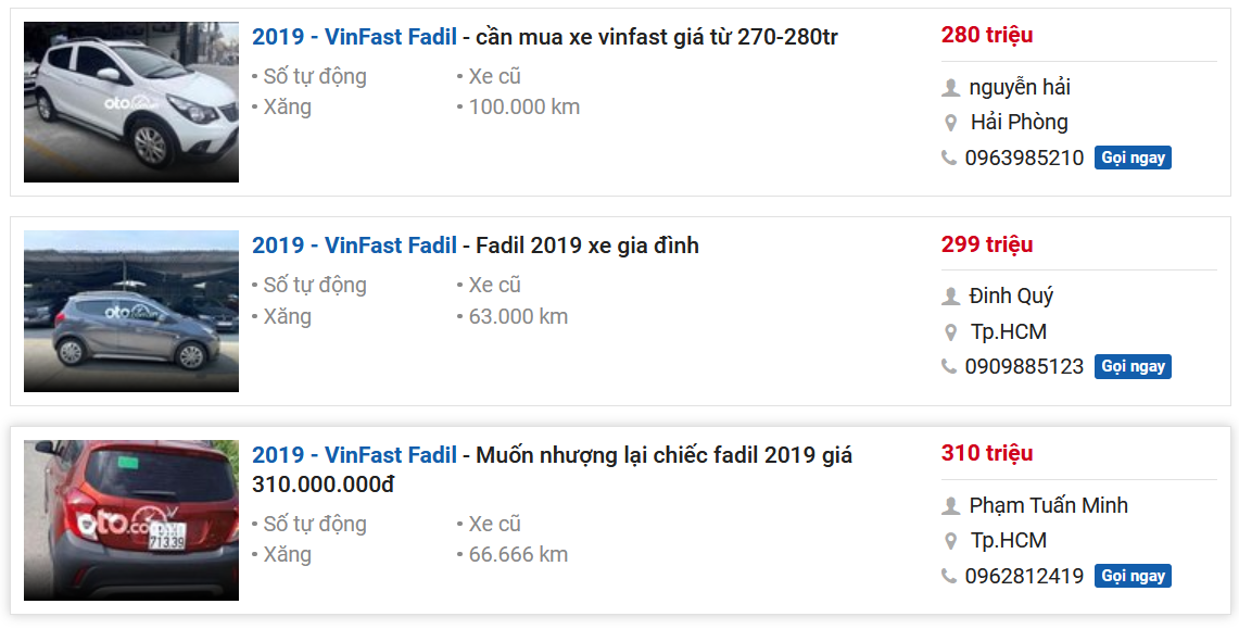 VinFast Fadil 2019 cũ.