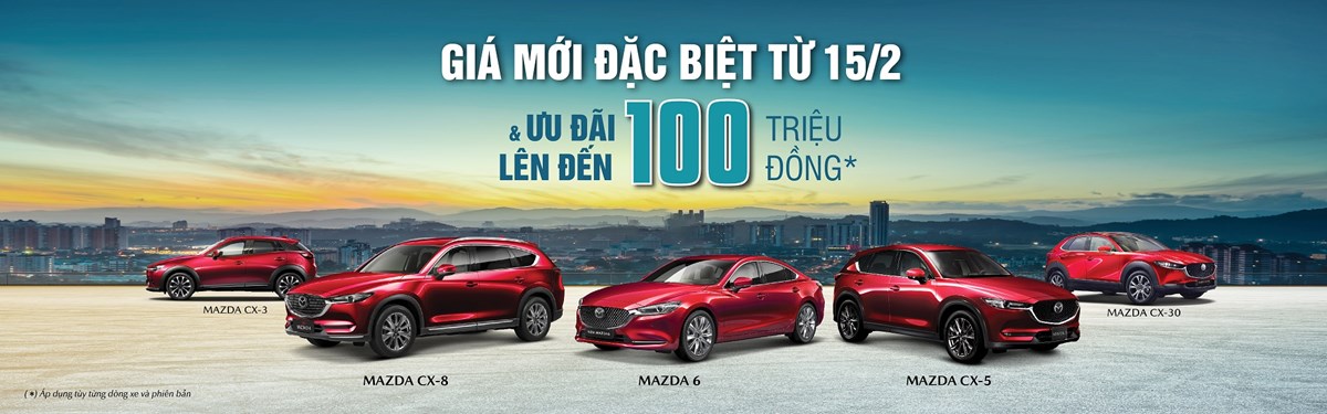 Mazda giảm giá loạt xe chủ lực và tăng ưu đãi giá lên tới 100 triệu đồng.