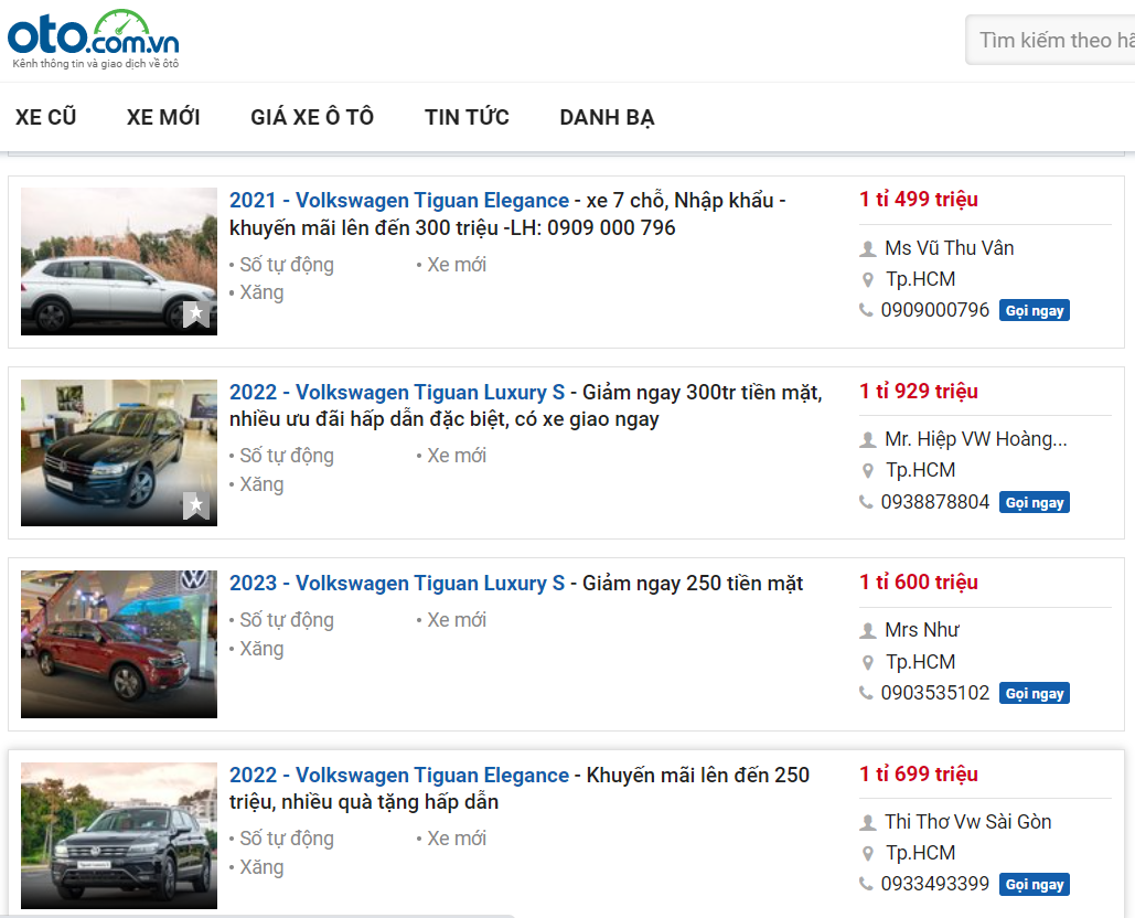 Volkswagen Tiguan 2021 giảm giá tới 300 triệu đồng tại đại lý.