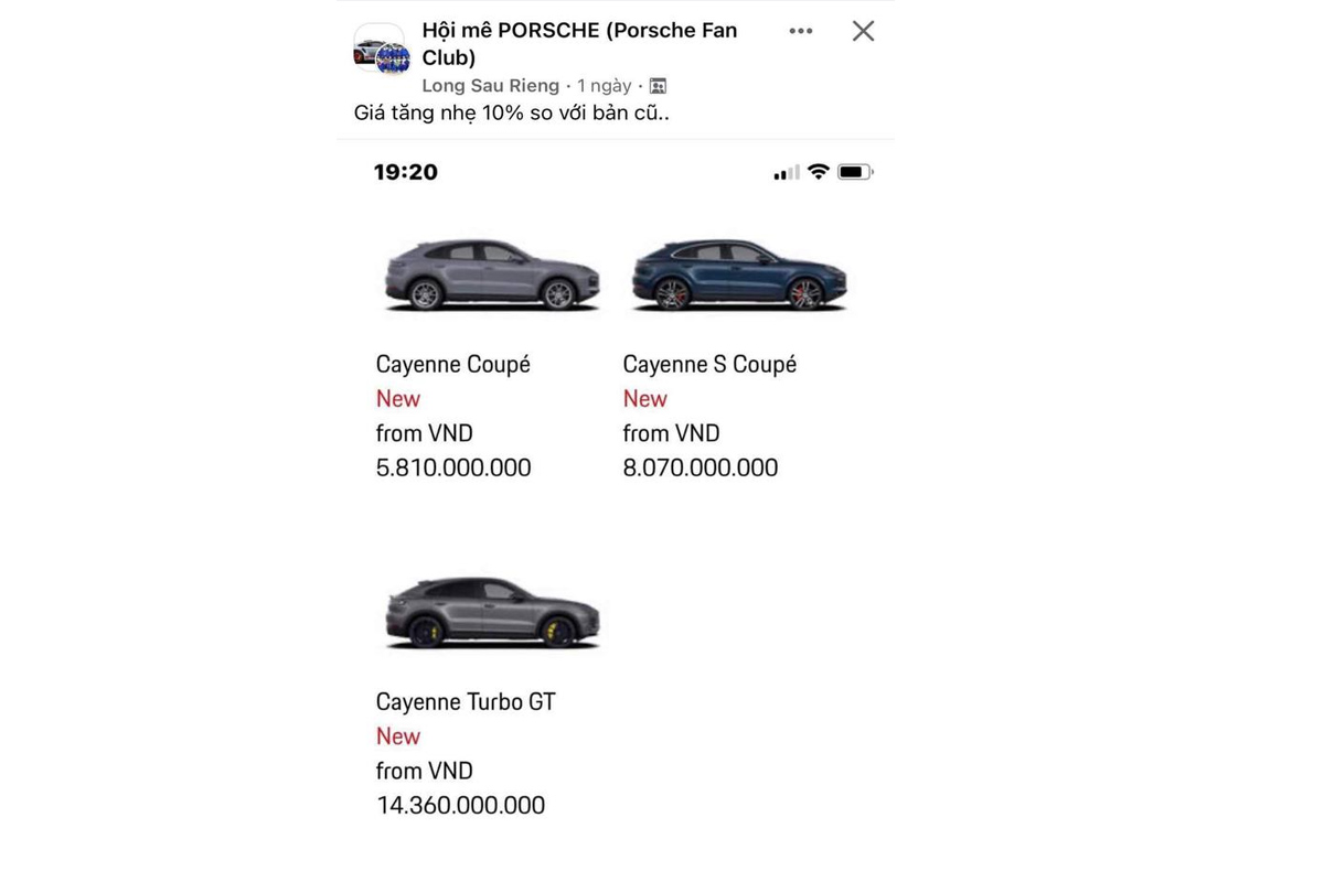 Porsche Cayenne tăng giá.