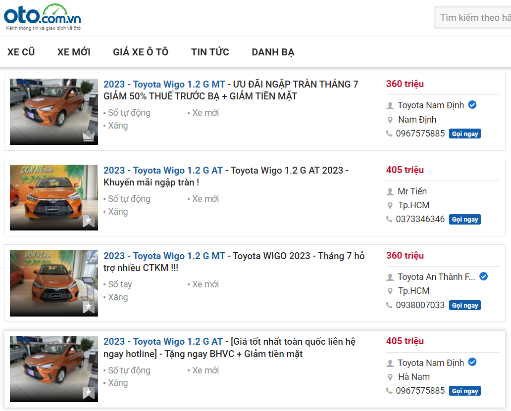 Toyota Wigo nhận ưu đãi gần 22 triệu đồng tại đại lý.