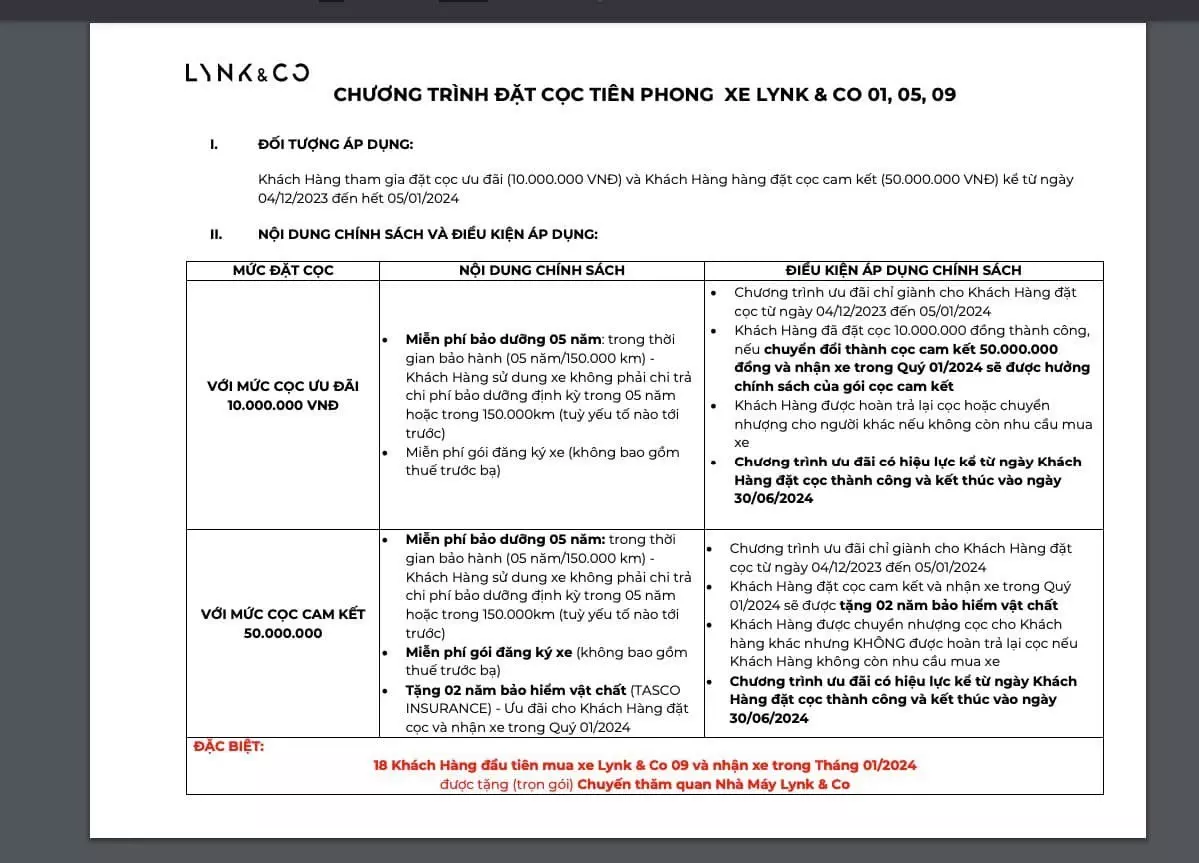 Lynk & Co chính thức nhận cọc tại đại lý kèm ưu đãi hấp dẫn dành cho khách hàng tiên phong.