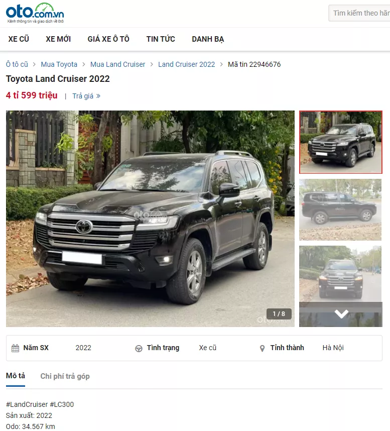 Tin rao bán xe Toyota Land Cruiser 2022 cũ.