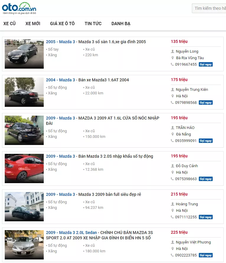 Tin rao bán xe Mazda3 cũ.