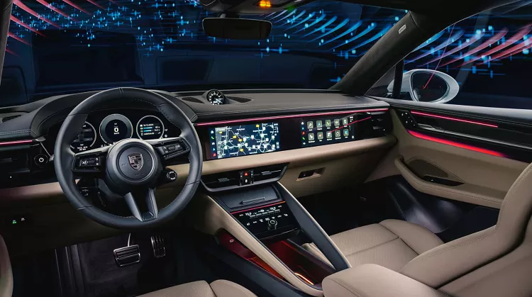 Bộ ba màn hình xe Porsche Macan EV.