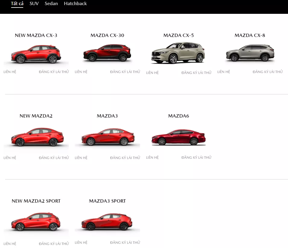 Danh mục sản phẩm trên website chính thức của Mazda Việt Nam không còn sự xuất hiện của bán tải BT-50. Danh mục sản phẩm trên website chính thức của Mazda Việt Nam không còn sự xuất hiện của bán tải BT-50