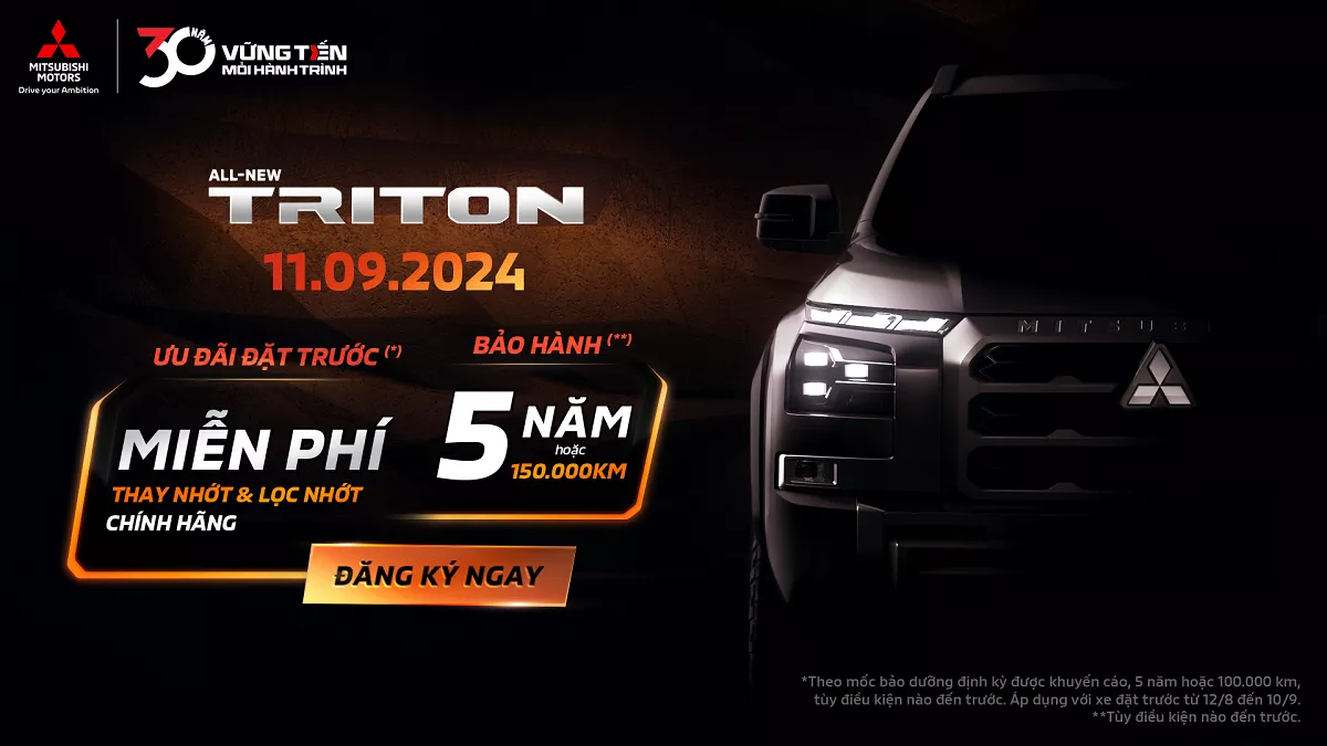 All-New Triton chốt lịch ra mắt Việt Nam, nhiều ưu đãi hấp dẫn dành cho khách hàng tiên phong đặt cọc xe.