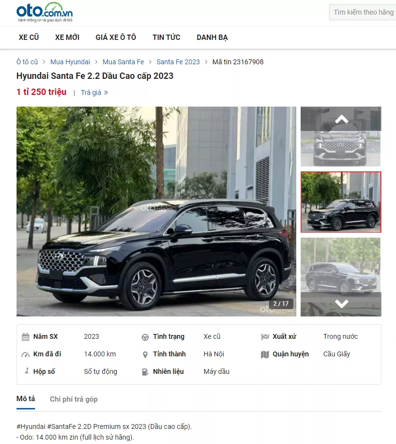 Hyundai SantaFe máy dầu 2023.