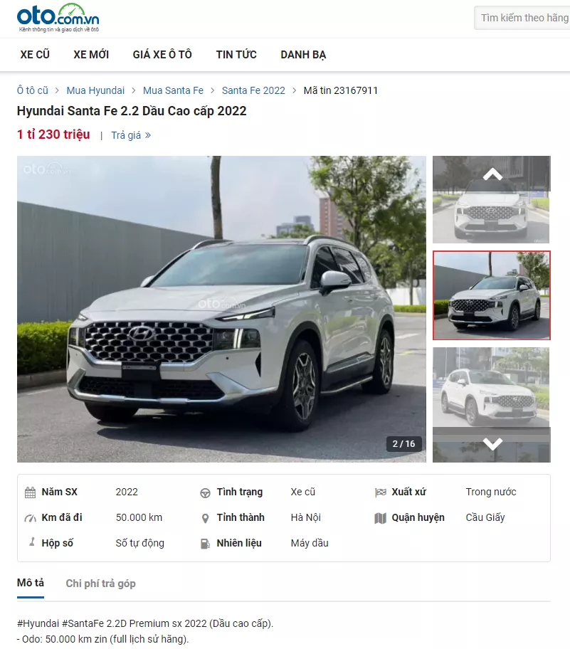 Hyundai SantaFe máy dầu 2022.