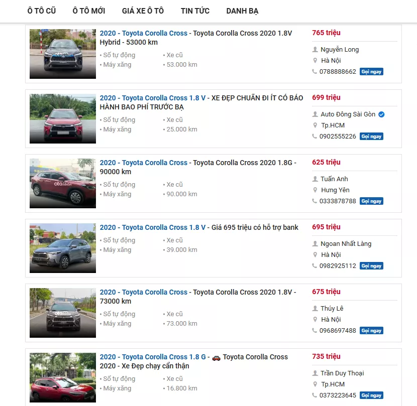 Toyota Corolla Cross cũ đời 2020.