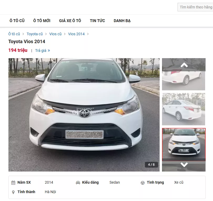 Tin rao bán xe Toyota Vios 2014.