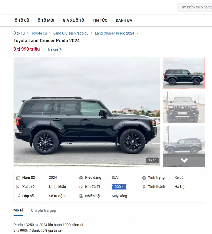 Tin rao bán xe Toyota Land Cruiser Prado 2024 đã qua sử dụng Tin rao bán xe Toyota Land Cruiser Prado 2024 đã qua sử dụng.