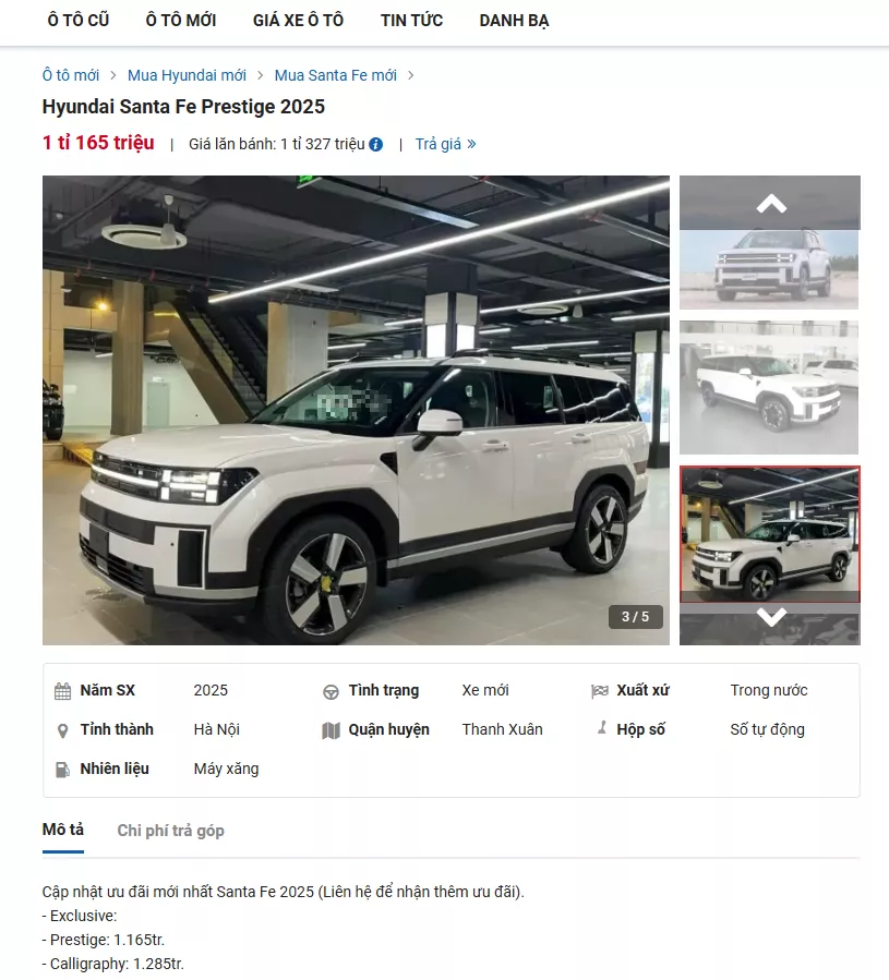 Tin rao bán xe Hyundai Santa Fe.