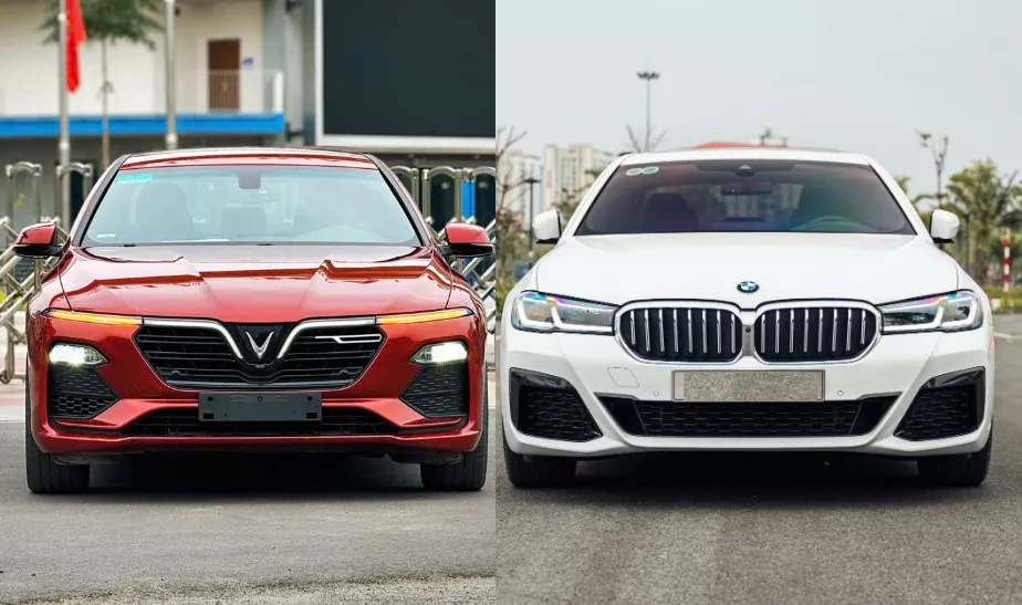 VinFast Lux A2.0 2021 vs BMW 5 Series 2021 cũ.