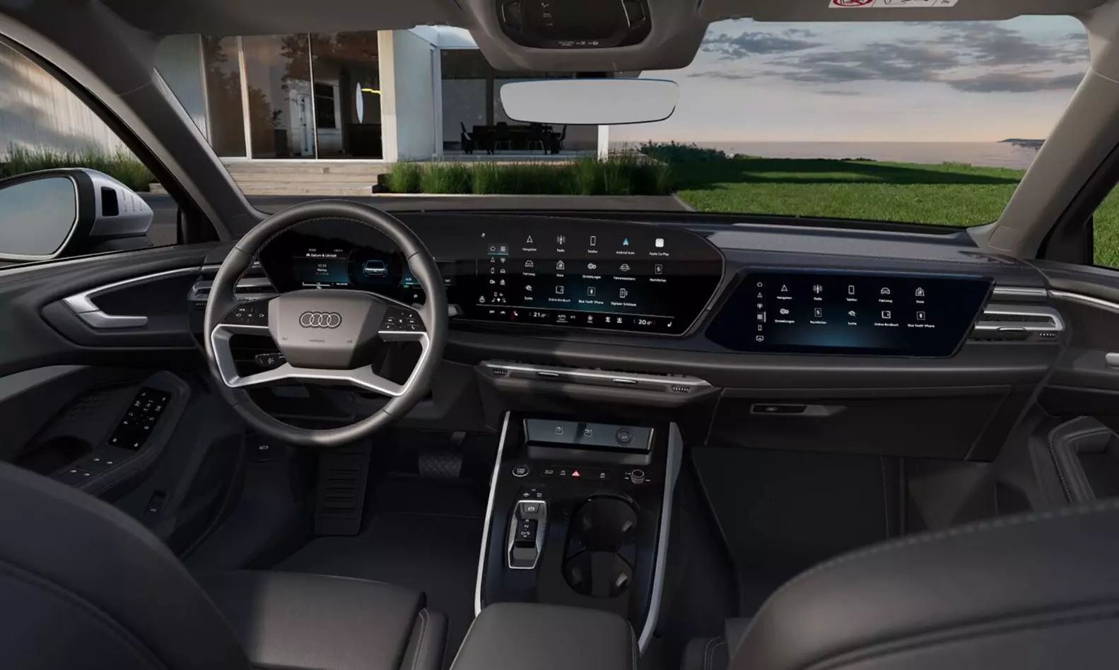 Khoang cabin ngập tràn công nghệ của Audi A5 2026 với điểm nhấn là hệ thống ba màn hình hiển thị tiên tiến