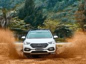 Bán Hyundai Santa Fe sản xuất 2018 màu trắng, hỗ trợ vay vốn 80% giá trị xe, có sẵn xe giao ngay