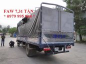 Bán xe tải Faw 7,31 tấn thùng khung mui phủ bạt dài 6,25M, liên hệ 0979 995 968