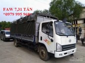 Bán xe tải Faw 7,31 tấn thùng khung mui phủ bạt dài 6,25M, liên hệ 0979 995 968