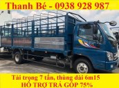 Cần bán xe Thaco Ollin 700B, tải trọng 7 tấn, thùng dài 6m15, đời 2017, hỗ trợ trả góp 75%