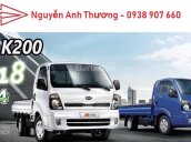 Xe tải Thaco Kia K200, tải trọng 990Kg & 1.9 tấn mới 2018. Tiêu chuẩn khí thải euro 4, thùng lửng, mui bạt, thùng kín