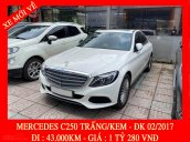 Bán xe Mercedes C250 trắng, nội thất kem 2017 - Trả trước 430 triệu nhận xe ngay