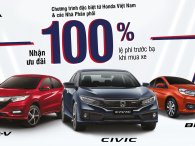 Honda tặng 100% lệ phí trước bạ cho khách mua Civic, HR-V và Brio
