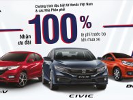 Honda hỗ trợ 100% lệ phí trước bạ cho khách mua xe Civic, HR-V và Brio