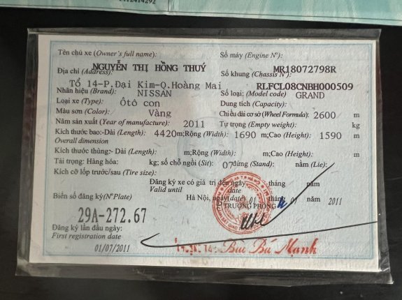 Nissan Grand livina 1.5 AT 2011 - Tư nhân 1 chủ sử dụng