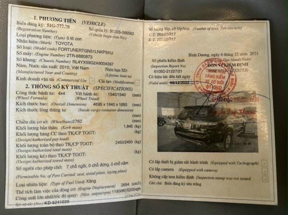 Toyota Fortuner 2.7 V 4X4 AT 2010 - Đi chuẩn 13 vạn kilomet xịn