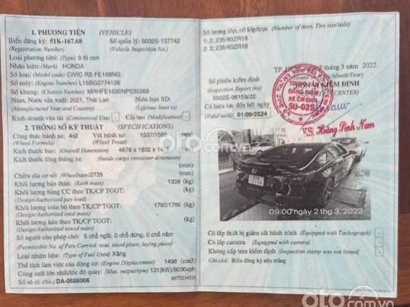 Honda Civic 2021 - Bản cao cấp nhất nhập Thái Lan, một chủ từ mới, đi chuẩn 18 ngàn kilomet