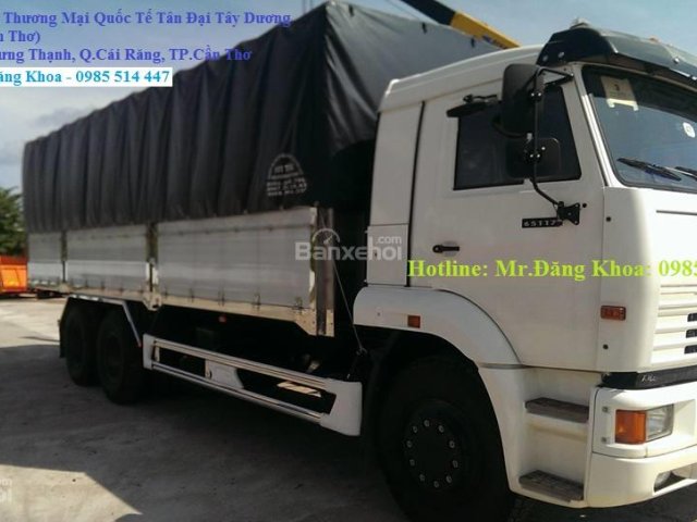 Bán xe tải thùng Kamaz mui bạt, 14 tấn, nhập khẩu, mới 100%