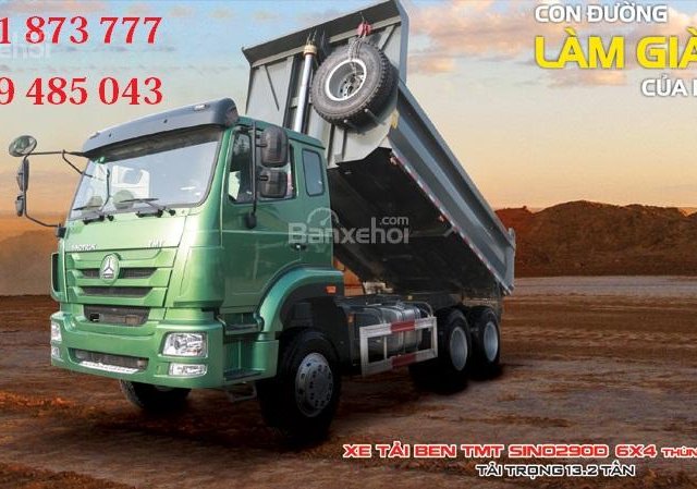 Bán xe Ben Cửu Long TMT 13.5 tấn, 3 chân, thùng Ben lớn, chắc chắn, có xe sẵn giao ngay