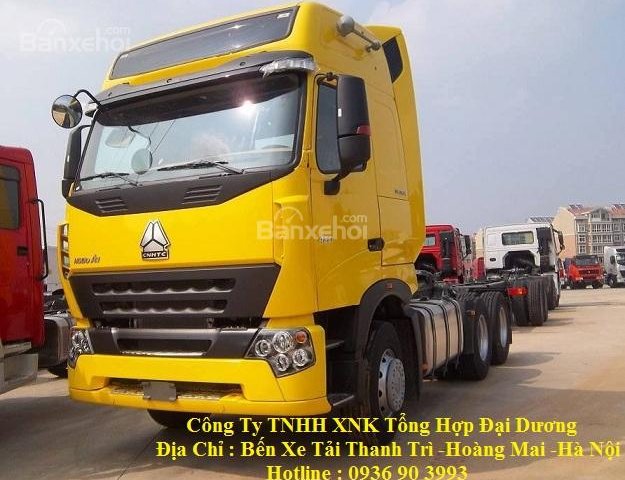 Bán xe đầu kéo Howo A7 2017, màu vàng, nhập khẩu