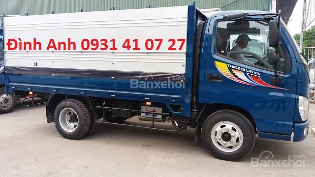 Tp. HCM xe Thaco Ollin345 mui bạt bửng, tải trọng 2.4 tấn, thùng dài 3m7, động cơ công nghệ Isuzu đời 2017