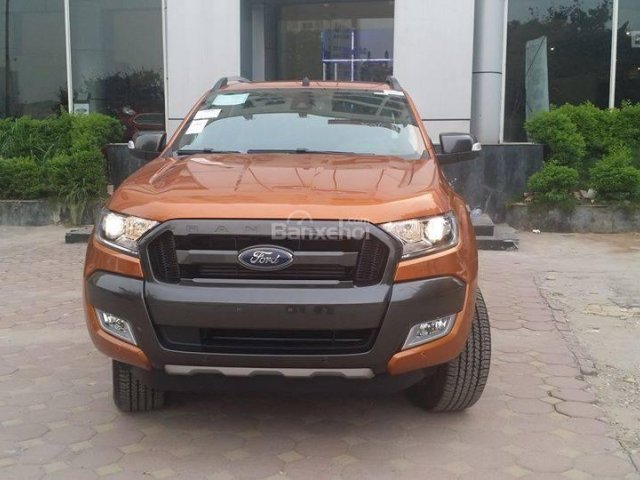 Bán xe Ford Ranger bản cao cấp nhất Wildtrak Navigation 3.2 4x4, màu cam, sản xuất 2017 tại Điện Biên