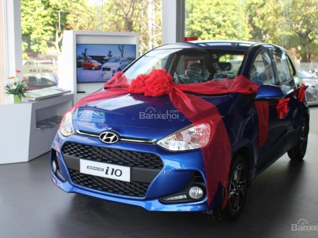 Bán xe Hyundai Grand i10 1.2 MT mới 100% bản đủ cho gia đình 2018, màu xanh lam - Trả góp 80% xe - Hyundai Đắk Lắk